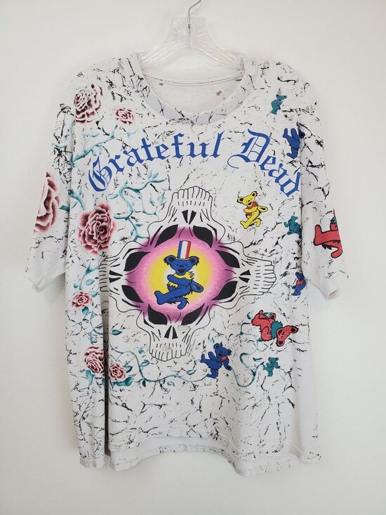 Grateful Dead Other - Grateful Dead 1991 dancing bears all over print short sleeved t shirt - flawed
